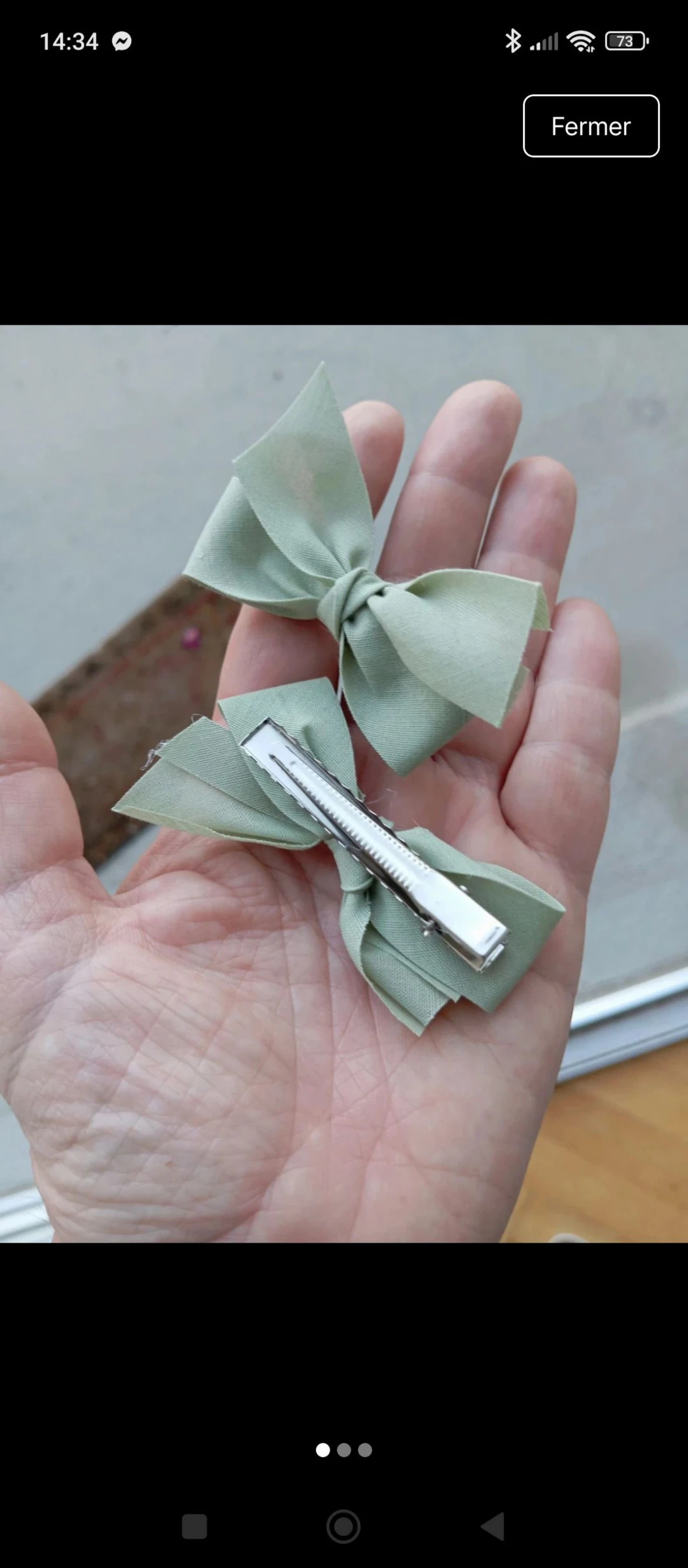 Barrettes noeud vert sauge